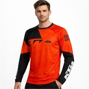 KTM Ready To Race Motocross Jersey Orange Black Dirt Bike Racing Shirt Size S/M